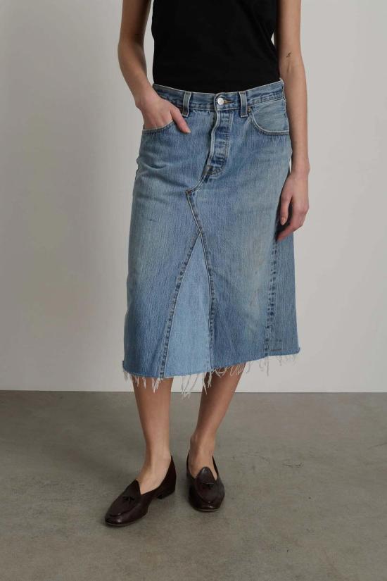  비사이드 데님 스커트 B 사이드 인서트 스커트 빈티지 인디고 - B SIDES