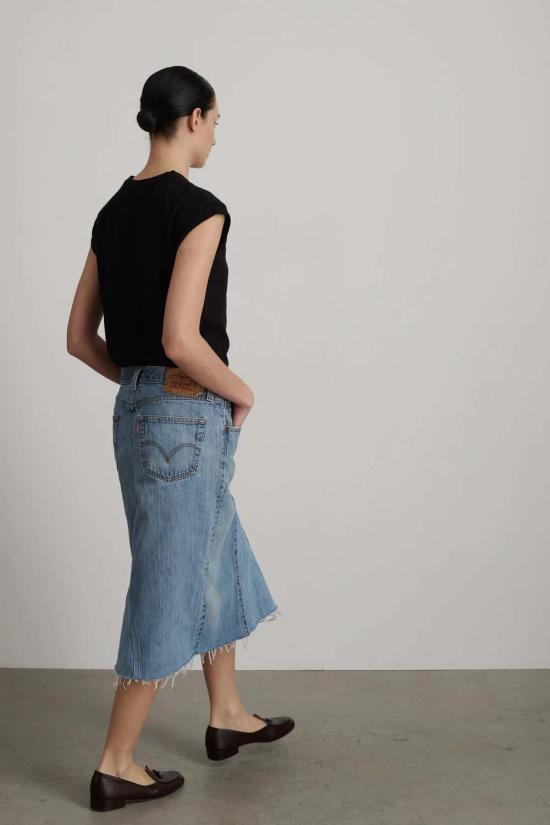  비사이드 데님 스커트 B 사이드 인서트 스커트 빈티지 인디고 - B SIDES