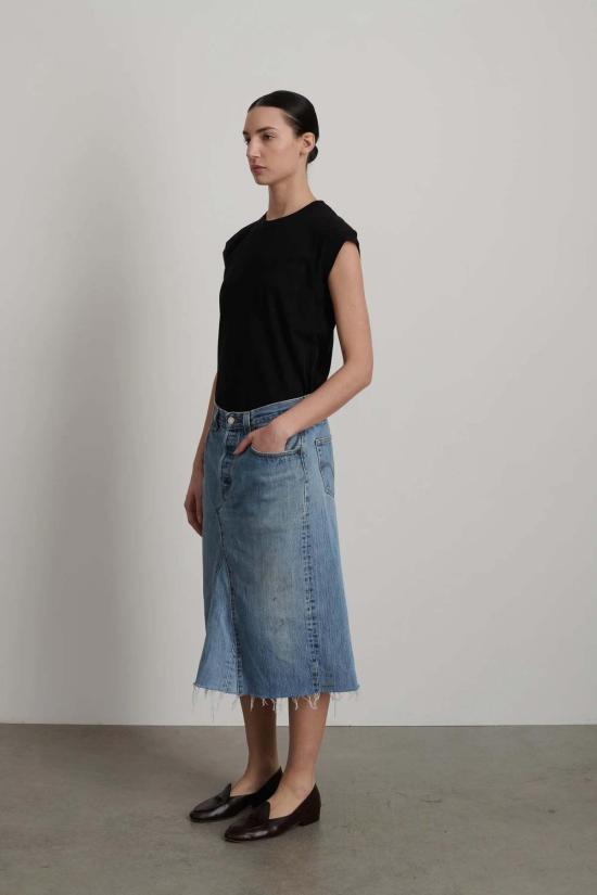  비사이드 데님 스커트 B 사이드 인서트 스커트 빈티지 인디고 - B SIDES