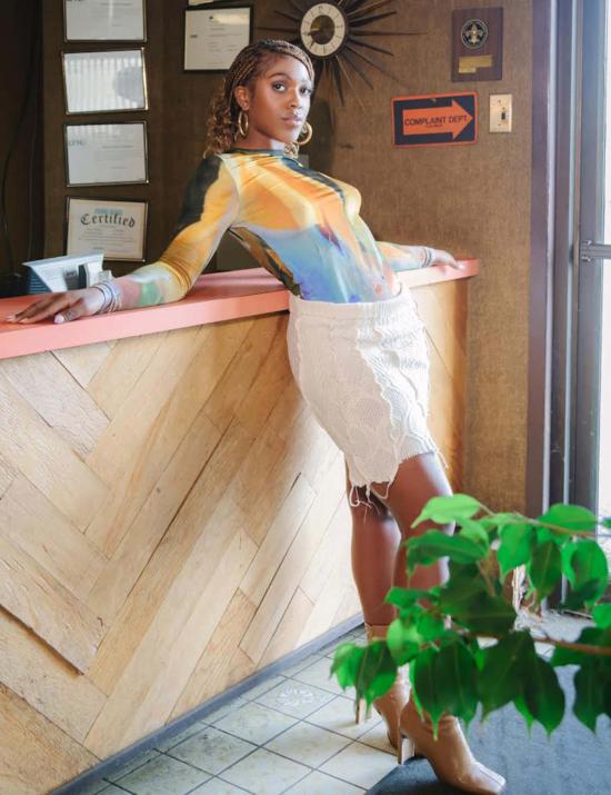  707 CLOTHING HEAVEN 숏 스커트 707 클로딩 헤븐 업사이클 니트 스커트 에크루