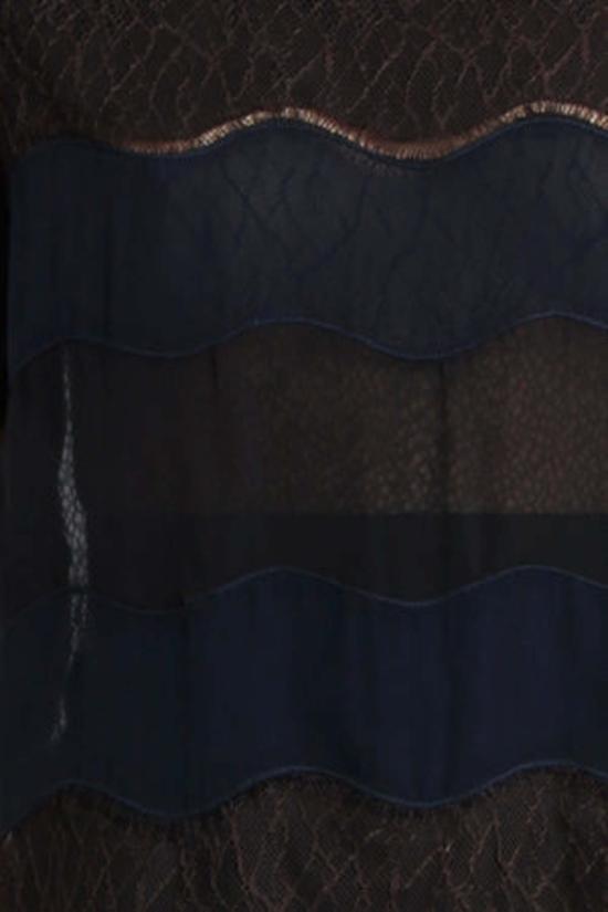  3.1 필립림 반팔 티셔츠 3.1 Phillip Lim 곡선 밑단 티셔츠 레이스 아플리케 블랙/네이비 - 3.1 PHILLIP LIM