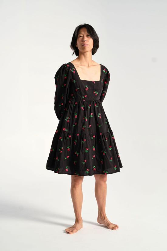  Rachel Antonoff 미디 원피스 레이첼 안토노프 크리스타 엠파이어 드레스 블랙 로즈 - RACHEL ANTONOFF