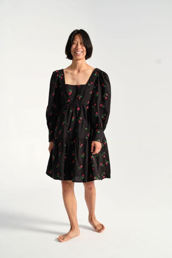  Rachel Antonoff 미디 원피스 레이첼 안토노프 크리스타 엠파이어 드레스 블랙 로즈