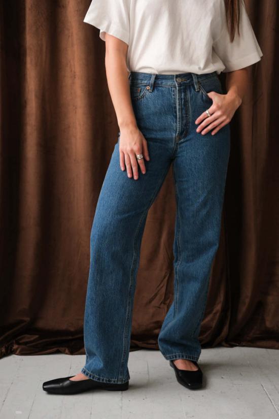  스틸히어 데님 팬츠 스틸 히어 뉴욕 차일드후드 진 클래식 블루