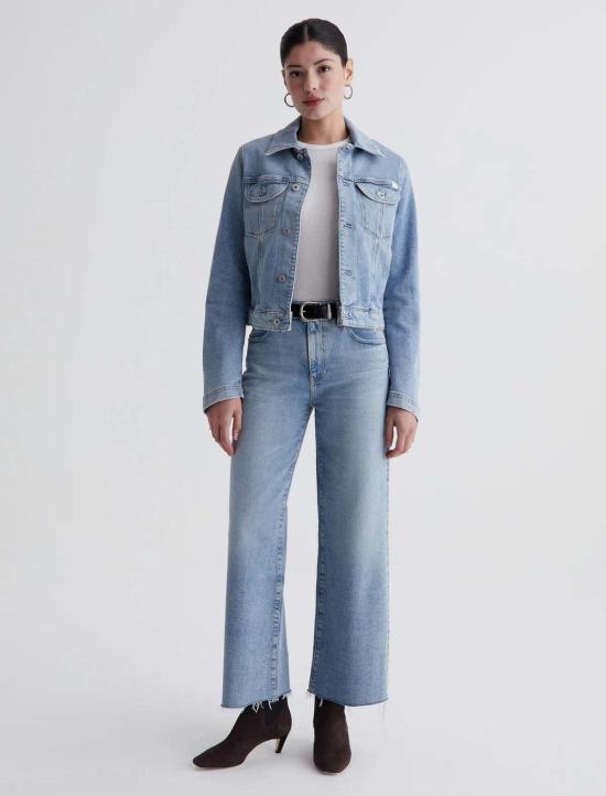  아드리아노 골드슈미드 데님 팬츠 Ag Jeans Saige 와이드 레그 크롭 진 Eclipsed