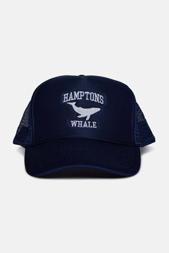  블루&크림 볼캡 햄튼스 웨일 트러커 햇 네이비
