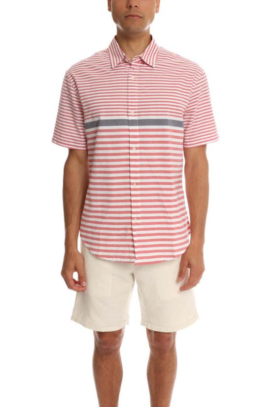  Riviera Club 반팔 셔츠 리비에라 클럽 무투  화이트/레드 스트라이프