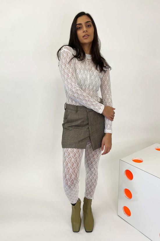  누메로벤투노 숏 스커트 No. 21 하운드투스 미니 스커트 카키 - N°21