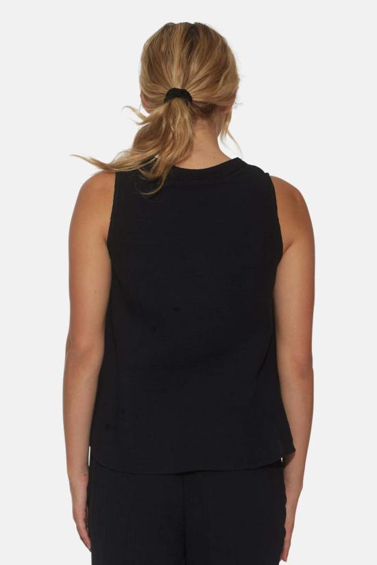  더 타일 클럽 민소매 티셔츠 타일 클럽 데본 거즈 슬리브리스 탑 블랙 - THE TILE CLUB