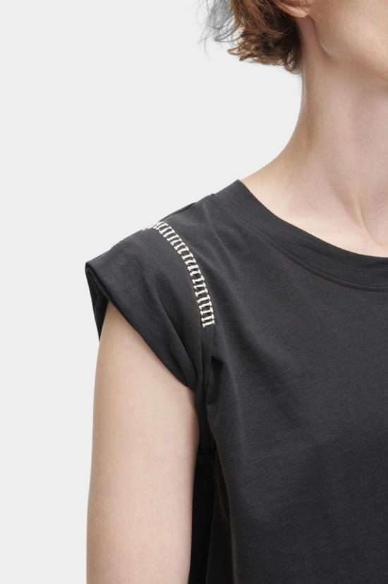  레이첼 코미 민소매 티셔츠 마일스 크로셰 저지 티 블랙 - RACHEL COMEY