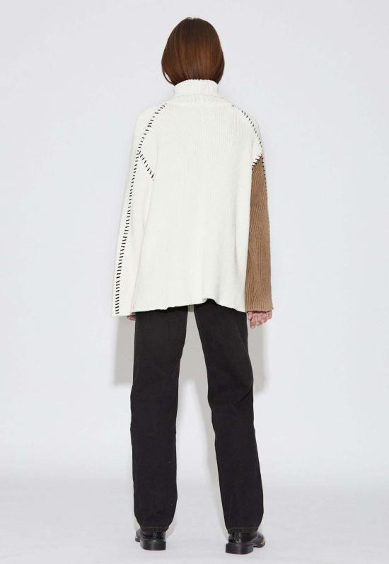  아서 터틀넥 오버사이즈 스티치 스웨터 오프 화이트 - ARTHUR