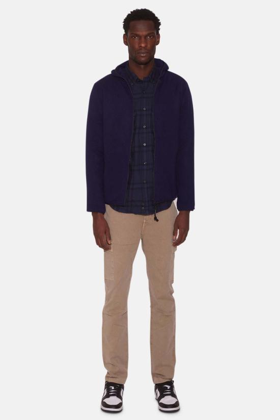  아스페시 후드 티셔츠 Aspesi Geelong 울 지퍼 후드 티셔츠 네이비 - ASPESI