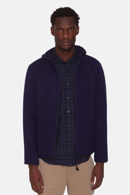  아스페시 후드 티셔츠 Aspesi Geelong 울 지퍼 후드 티셔츠 네이비