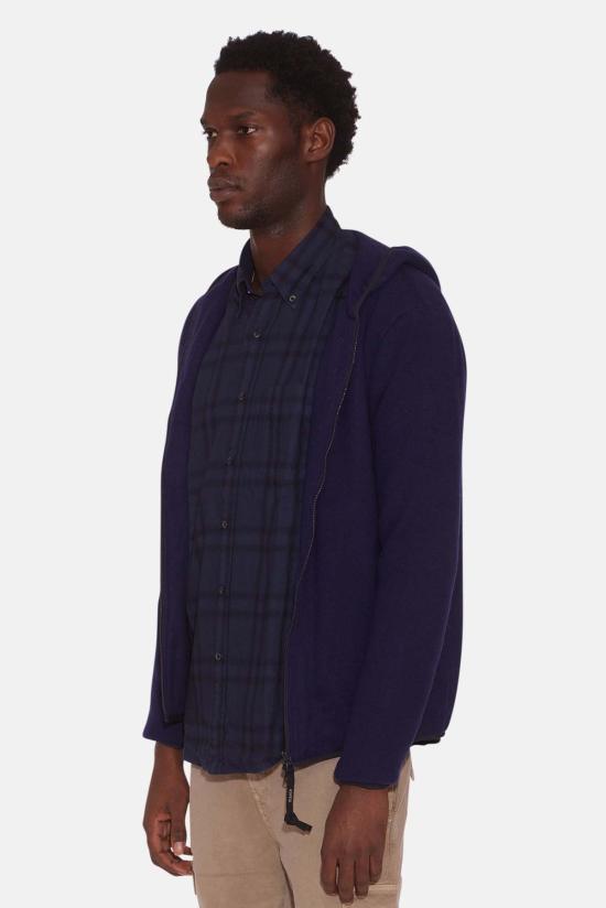  아스페시 후드 티셔츠 Aspesi Geelong 울 지퍼 후드 티셔츠 네이비 - ASPESI