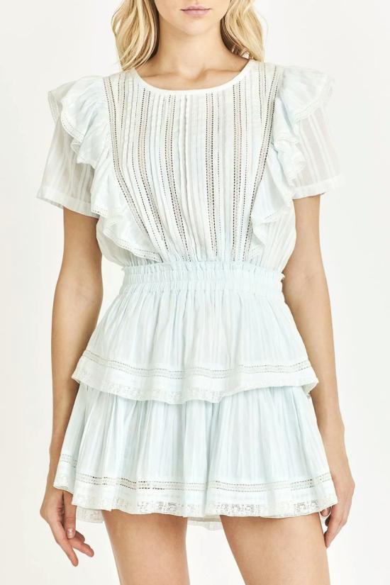  러브쉐이크팬시 숏 원피스 러브 쉑 팬시 나타샤 드레스 호라이즌 블루 핸드 다이 - LOVESHACKFANCY