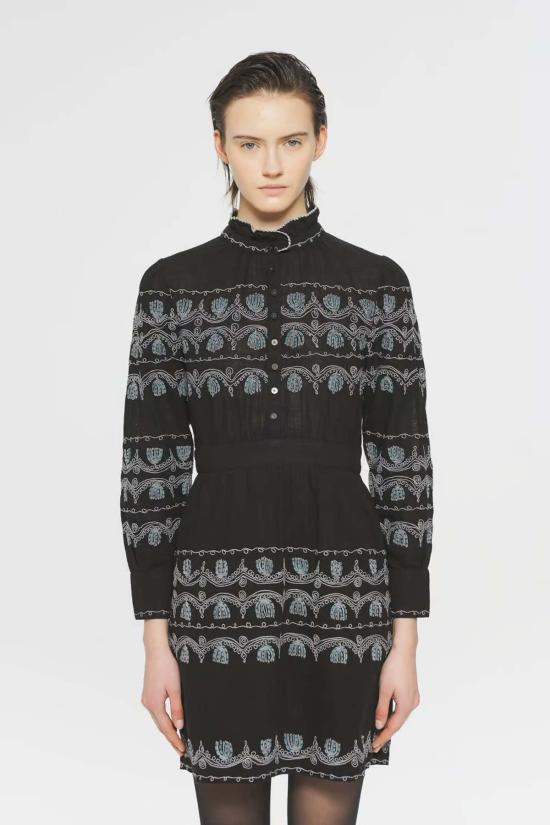  안틱 바틱 숏 원피스 앤틱 바틱 넬리 자수 드레스 터키석/블랙 - Antik Batik