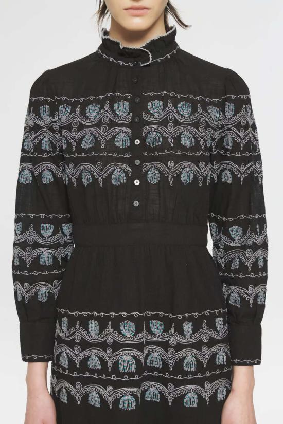  안틱 바틱 숏 원피스 앤틱 바틱 넬리 자수 드레스 터키석/블랙 - Antik Batik