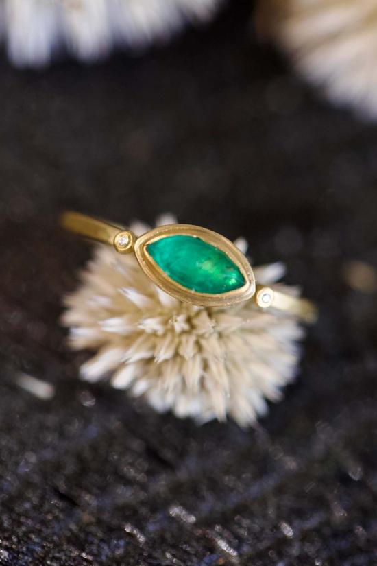  Ananda Khalsa Jewelry 반지 아난다 칼사 로즈컷 마키스 에메랄드 링 골드 - OTHER BRANDS