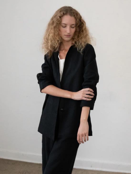  지 로파 수트 자켓 나딘 리넨 블레이저 블랙 - ZII ROPA