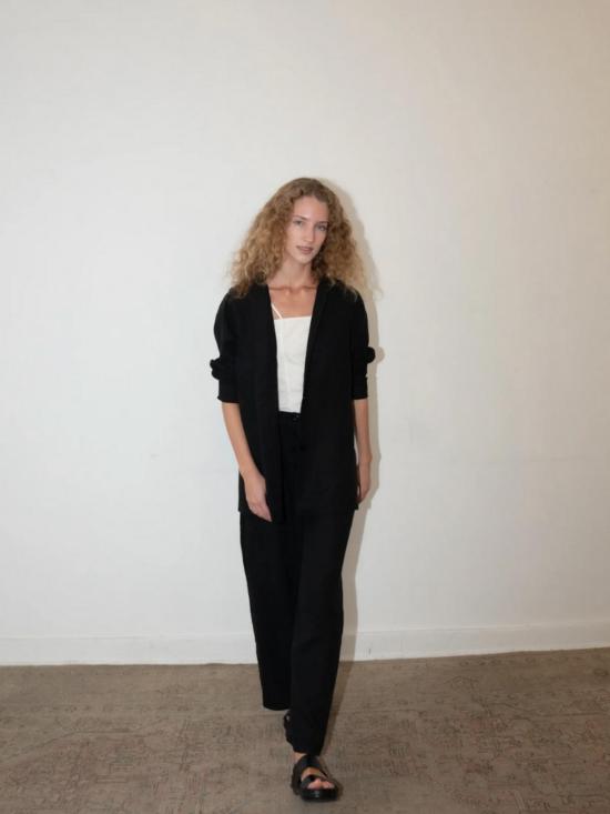  지 로파 수트 자켓 나딘 리넨 블레이저 블랙 - ZII ROPA