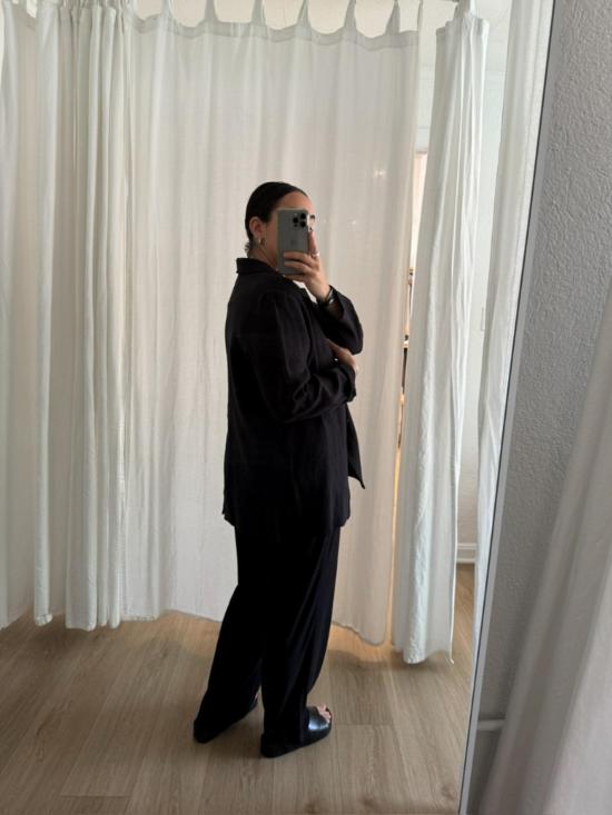  지 로파 수트 자켓 나딘 리넨 블레이저 블랙 - ZII ROPA