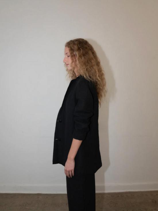  지 로파 수트 자켓 나딘 리넨 블레이저 블랙 - ZII ROPA