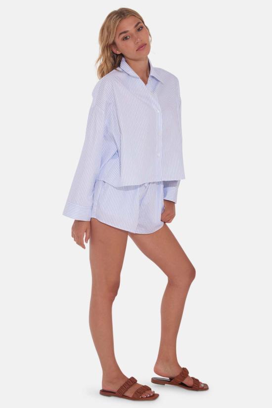  더 타일 클럽 숏팬츠 타일 클럽 홀시 팝린 반바지 마이크로 스트라이프 화이트/블루 - THE TILE CLUB