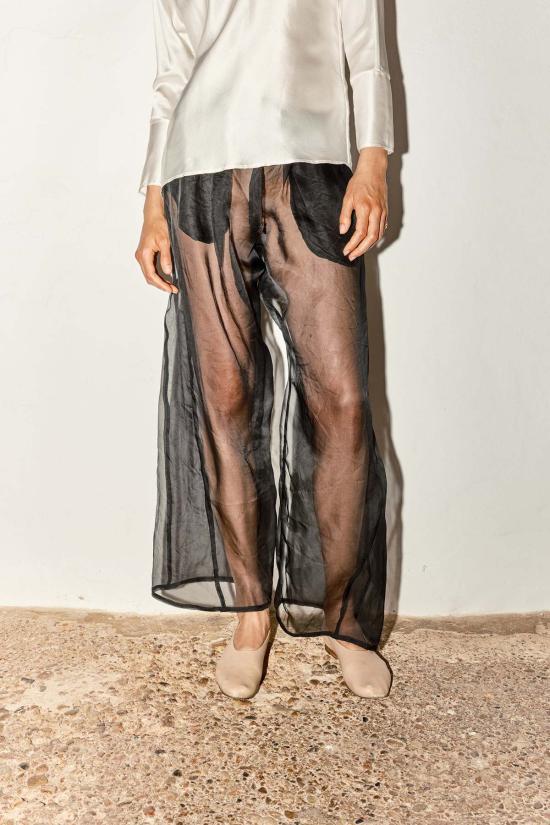  다두라 스트레이트 팬츠 다투라 조젯 유도 팬츠 나이트 블랙 - DATURA