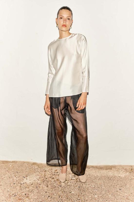  다두라 스트레이트 팬츠 다투라 조젯 유도 팬츠 나이트 블랙 - DATURA