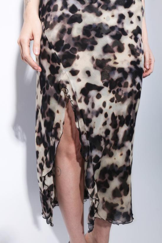  프리스카베라 미디 스커트 토터스 슬릿 스커트 프린트