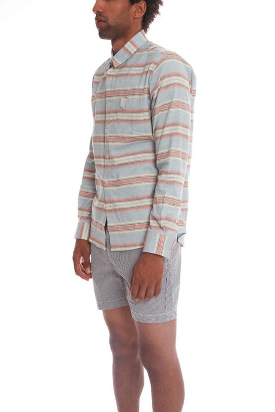  18 Waits 긴팔 셔츠 18 웨이츠 긴팔 스트라이프  블루/레드 스트라이프 - OTHER BRANDS