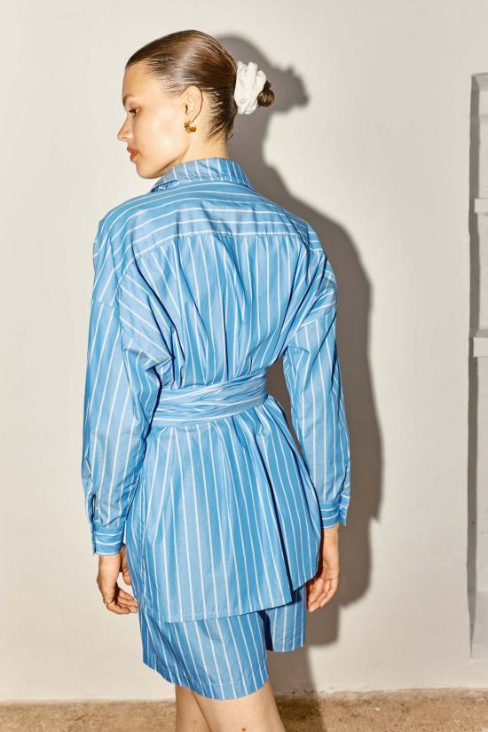  다두라 블라우스 다투라 스트라이프 렌 셔츠 이집트 블루 - DATURA