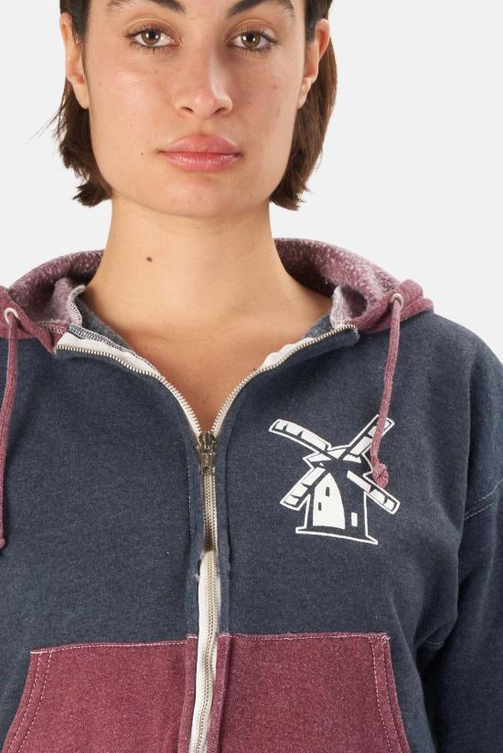  Blue&Cream 후드 티셔츠 블루&크림 윈드밀 컬러블록 후드 네이비/마룬 - BLUE&CREAM