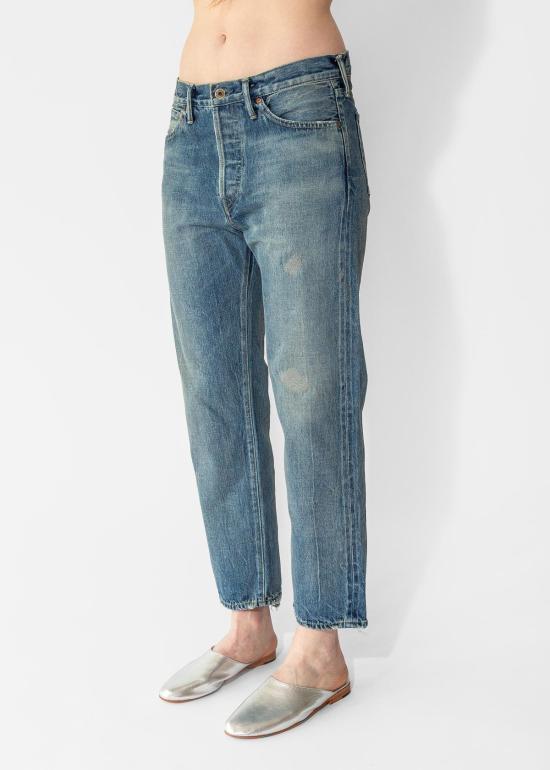  치말라 데님 팬츠 셀비지 데님 중고 앵클 컷 라이트 디스트레스 - CHIMALA