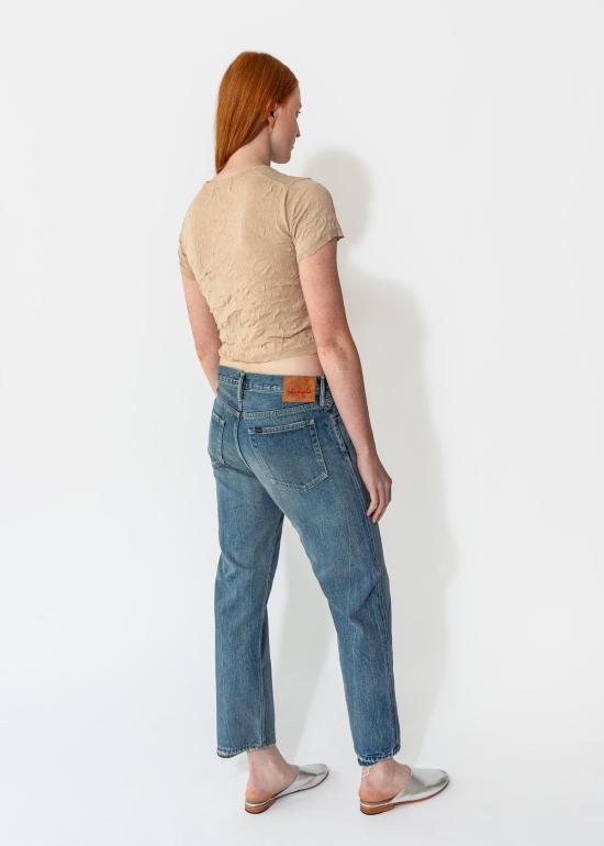  치말라 데님 팬츠 셀비지 데님 중고 앵클 컷 라이트 디스트레스 - CHIMALA