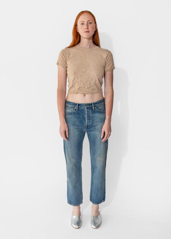  치말라 데님 팬츠 셀비지 데님 중고 앵클 컷 라이트 디스트레스 - CHIMALA