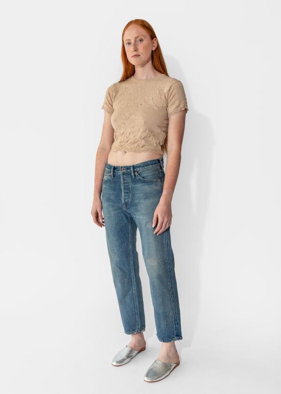  치말라 데님 팬츠 셀비지 데님 중고 앵클 컷 라이트 디스트레스 - CHIMALA