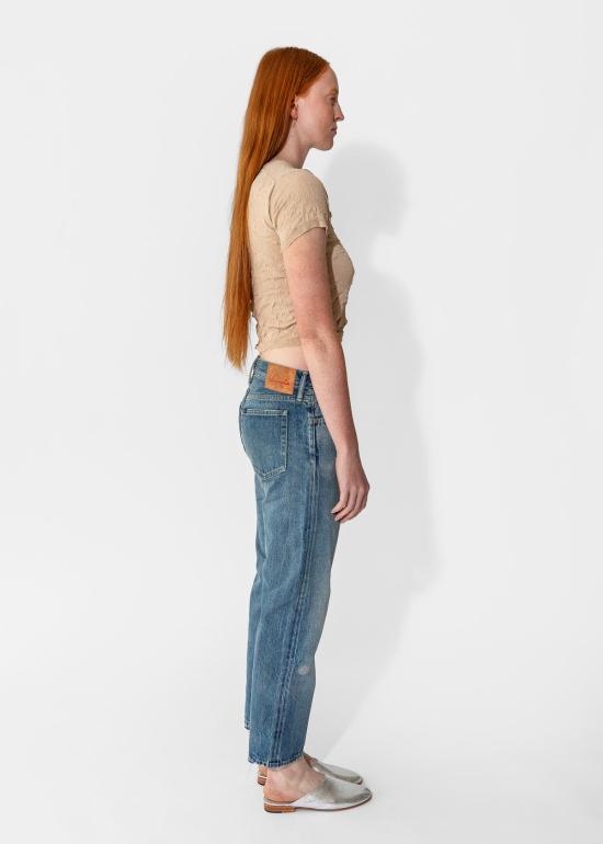  치말라 데님 팬츠 셀비지 데님 중고 앵클 컷 라이트 디스트레스 - CHIMALA