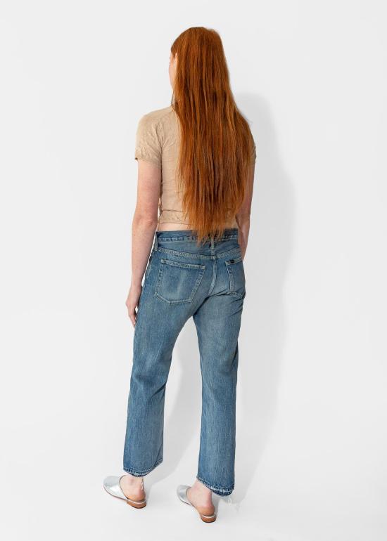  치말라 데님 팬츠 셀비지 데님 중고 앵클 컷 라이트 디스트레스 - CHIMALA