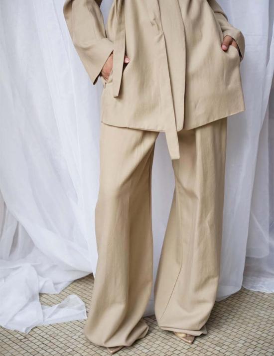  엔자 코스타 스트레이트 팬츠 와이드 레그 팬츠 내츄럴