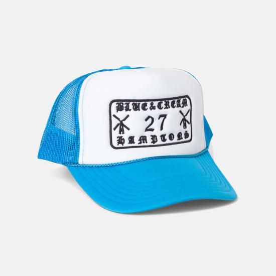  블루&크림 볼캡 햄튼스 루트 27 메시 트러커 스카이/화이트