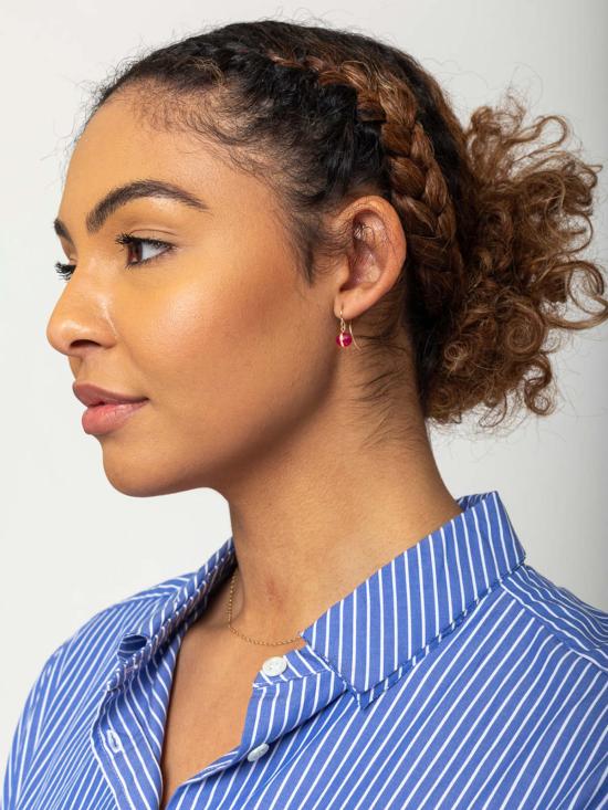  Melissa Joy Manning 이어링 싱글 드롭 14k  핑크/블루 사파이어 - OTHER BRANDS