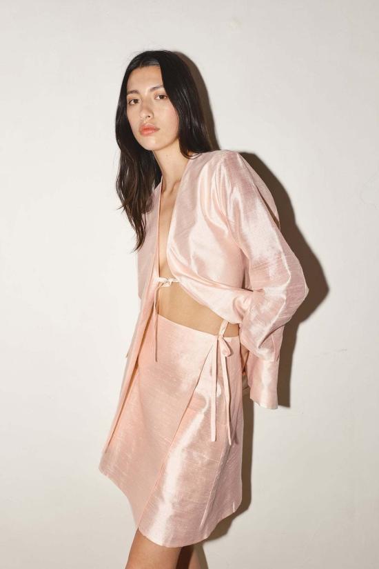  다두라 숏 스커트 다투라 듀피온 랩 미니 스커트 로즈 쿼츠 - DATURA