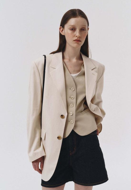  던스트 베스트 코튼 리넨 조끼 베이지 - DUNST