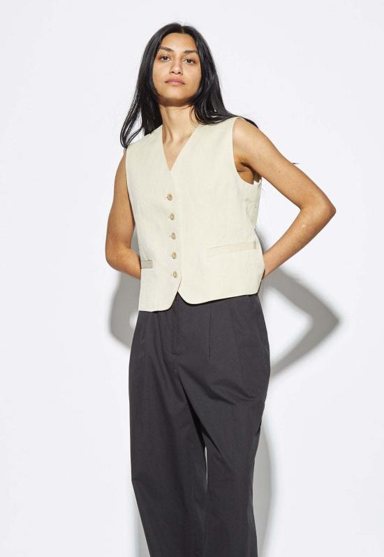  던스트 베스트 코튼 리넨 조끼 베이지 - DUNST