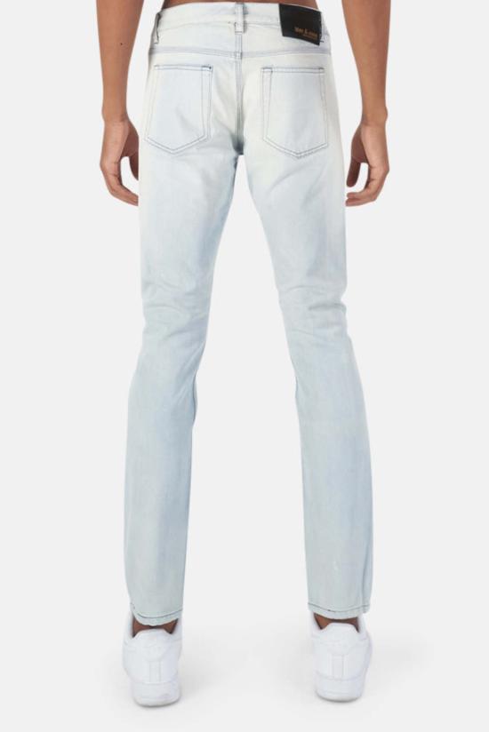  블루&크림 데님 팬츠 Hl 빈티지 워시 데님 블리치 아웃 - BLUE&CREAM