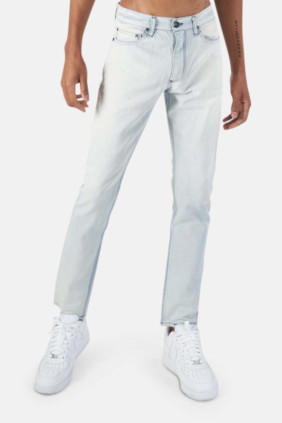  블루&크림 데님 팬츠 Hl 빈티지 워시 데님 블리치 아웃 - BLUE&CREAM