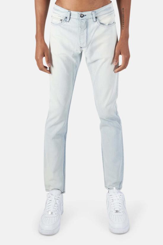  블루&크림 데님 팬츠 Hl 빈티지 워시 데님 블리치 아웃