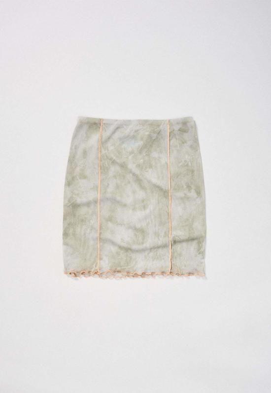  퍼머넌트 베케이션 미디 스커트 모스 스커트 세이지 그린 타이 다이 - PERMANENT VACATION