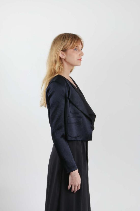  amannna 자켓 아마나 아밀리아 실크 재킷 네이비 - OTHER BRANDS